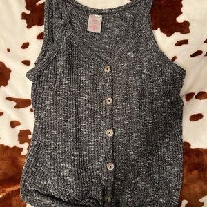 Black button tank top